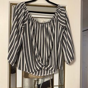 Forever 21 Black and White Striped Blouse